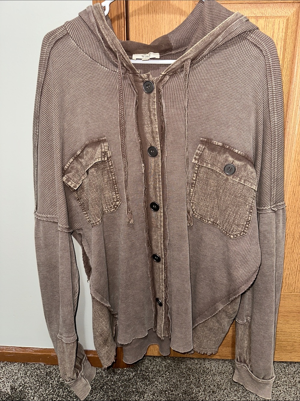 Easel Hooded Button-Up Shirt Jacket